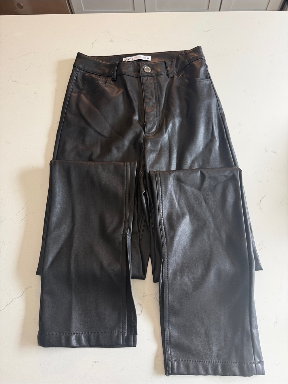 Zara Black Faux Leather Skinny Trousers